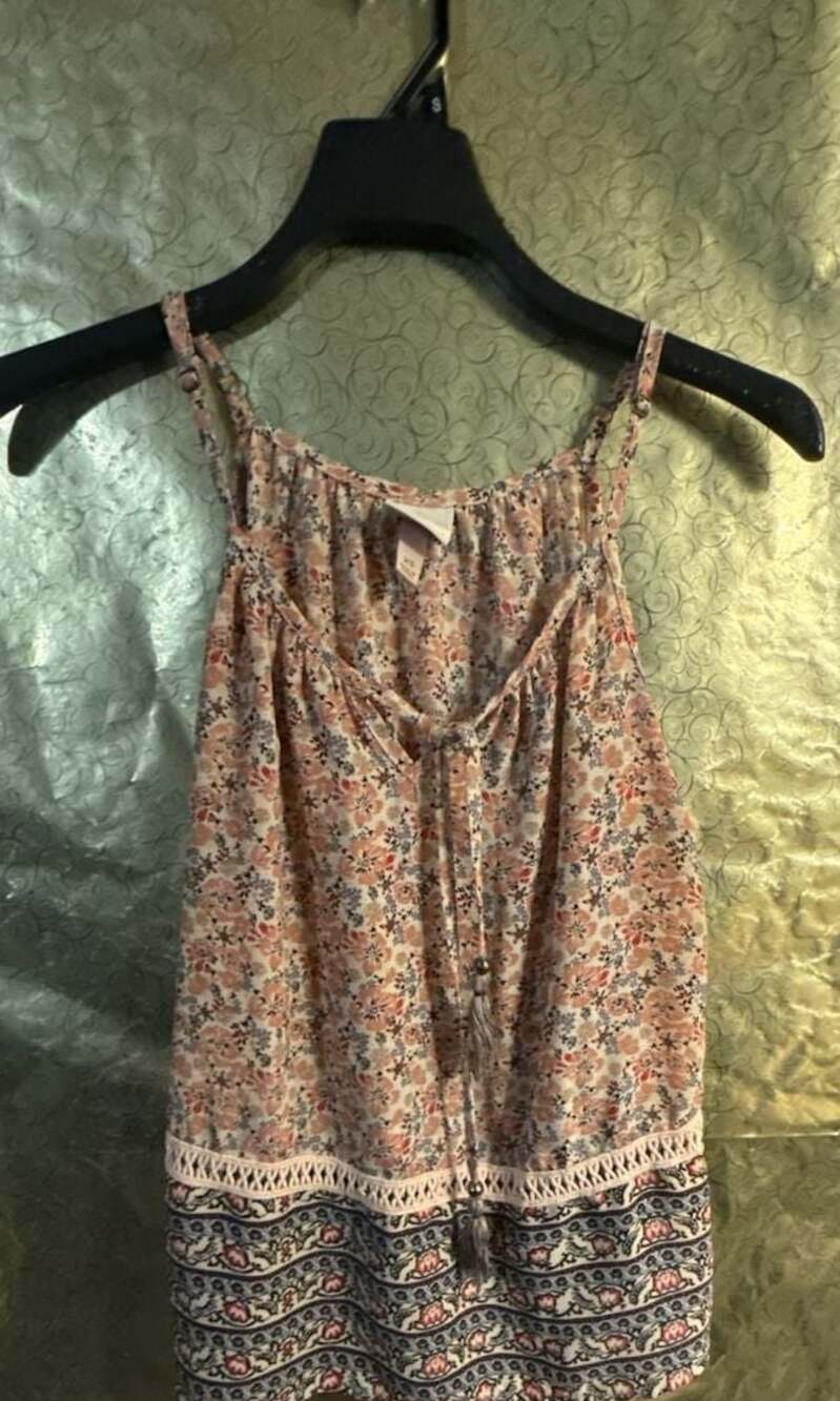 Knox Rose Women's Floral Boho Spaghetti Strap Cami Blouse with Tassel Detail